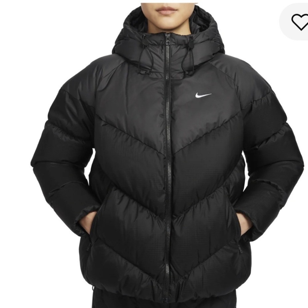 Nike Womens‎ Storm-FIT Hooded Down Puffer Jacket Black NWT Medium Tall